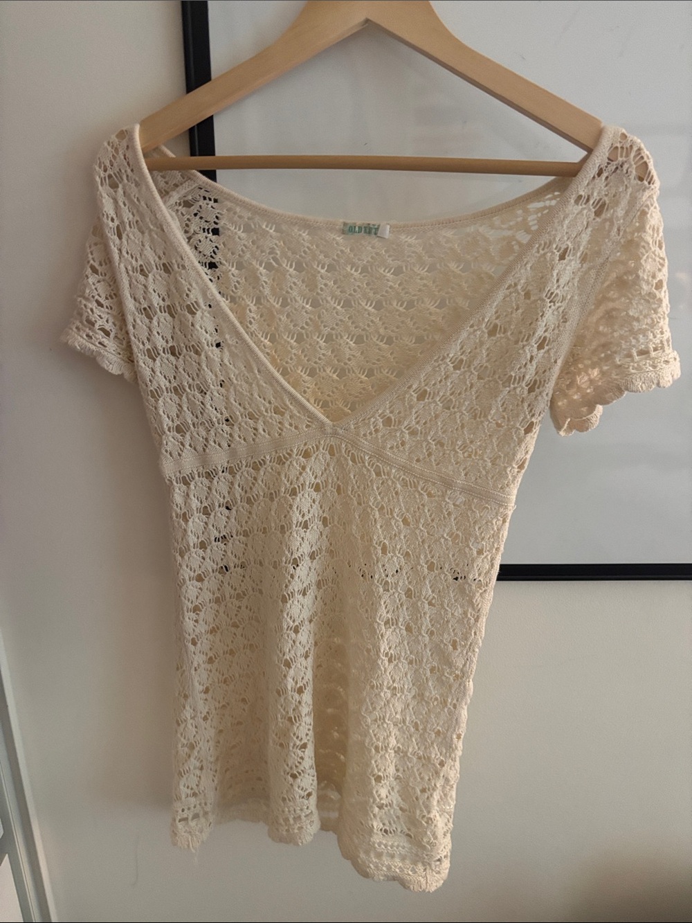 Delicate Cream Crochet V-Neck Women's Dress